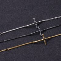 Simple Style Cross Titanium Steel Plating 18K Gold Plated Men's Bracelets main image 1