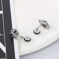 1 Pair Hip-Hop Punk Skull Titanium Steel 18K Gold Plated Ear Studs main image 3