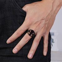 Gothic Punk Skull Stainless Steel 18K Gold Plated Men's Rings main image 4