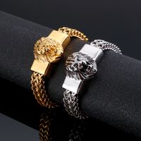 Casual Punk Lion Titanium Steel Plating 18K Gold Plated Men's Bracelets main image 1