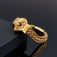 Casual Punk Lion Titanium Steel Plating 18K Gold Plated Men's Bracelets main image 3