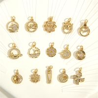1 Piece Copper Zircon Gold Plated Plating Inlay Pendant main image 1