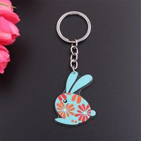 Simple Style Rabbit Animal Stainless Steel Arylic Printing Easter Keychain sku image 9