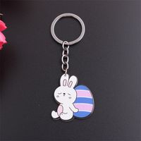 Simple Style Rabbit Animal Stainless Steel Arylic Printing Easter Keychain sku image 11