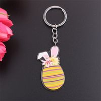 Simple Style Rabbit Animal Stainless Steel Arylic Printing Easter Keychain sku image 3
