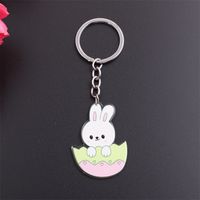Simple Style Rabbit Animal Stainless Steel Arylic Printing Easter Keychain sku image 4