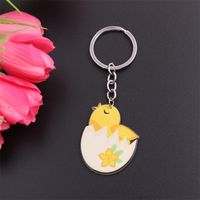 Simple Style Rabbit Animal Stainless Steel Arylic Printing Easter Keychain sku image 6