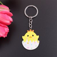 Simple Style Rabbit Animal Stainless Steel Arylic Printing Easter Keychain sku image 7