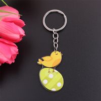 Simple Style Rabbit Animal Stainless Steel Arylic Printing Easter Keychain sku image 8