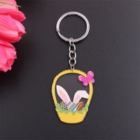 Simple Style Rabbit Animal Stainless Steel Arylic Printing Easter Keychain sku image 13