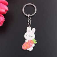 Simple Style Rabbit Animal Stainless Steel Arylic Printing Easter Keychain sku image 12