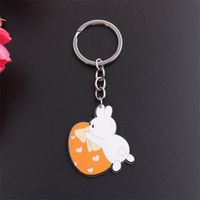 Simple Style Rabbit Animal Stainless Steel Arylic Printing Easter Keychain sku image 10
