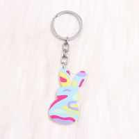 Simple Style Rabbit Animal Stainless Steel Arylic Printing Easter Keychain sku image 14