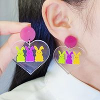 1 Pair Cute Rabbit Heart Shape Printing Arylic Drop Earrings main image 5