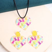 1 Pair Cute Rabbit Heart Shape Printing Arylic Drop Earrings sku image 6