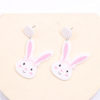 Cute Rabbit Letter Arylic Printing Easter Women's Earrings Necklace sku image 6