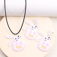 Cute Rabbit Letter Arylic Printing Easter Women's Earrings Necklace sku image 10