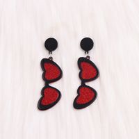 Cute Heart Shape Arylic Printing Women's Drop Earrings sku image 5