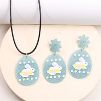 Cute Rabbit Letter Arylic Printing Easter Women's Earrings Necklace main image 5