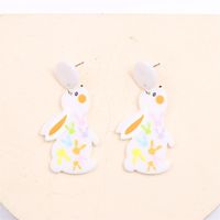 Cute Rabbit Letter Arylic Printing Easter Women's Earrings Necklace sku image 5