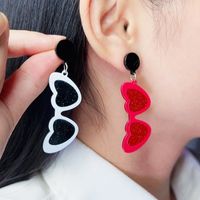 Cute Heart Shape Arylic Printing Women's Drop Earrings main image 1