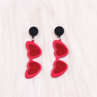 Cute Heart Shape Arylic Printing Women's Drop Earrings sku image 8