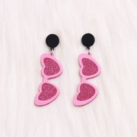 Cute Heart Shape Arylic Printing Women's Drop Earrings sku image 4