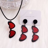 Cute Heart Shape Arylic Printing Women's Drop Earrings sku image 12