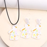 Cute Rabbit Letter Arylic Printing Easter Women's Earrings Necklace main image 4