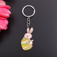 Cartoon Style Cute Animal Egg Stainless Steel Printing Easter Bag Pendant Keychain main image 4