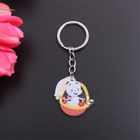 Cartoon Style Cute Animal Egg Stainless Steel Printing Easter Bag Pendant Keychain sku image 6