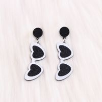 Cute Heart Shape Arylic Printing Women's Drop Earrings sku image 2