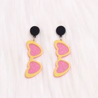Cute Heart Shape Arylic Printing Women's Drop Earrings sku image 6