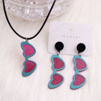 Cute Heart Shape Arylic Printing Women's Drop Earrings sku image 10