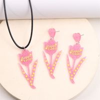 Cute Rabbit Letter Arylic Printing Easter Women's Earrings Necklace sku image 8
