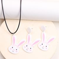 Cute Rabbit Letter Arylic Printing Easter Women's Earrings Necklace sku image 12