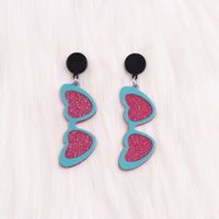 Cute Heart Shape Arylic Printing Women's Drop Earrings sku image 3