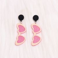 Cute Heart Shape Arylic Printing Women's Drop Earrings sku image 7