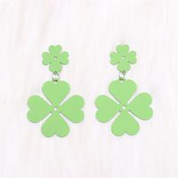 1 Pair Cute Simple Style Four Leaf Clover Spray Paint Alloy Drop Earrings sku image 1
