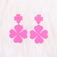 1 Pair Cute Simple Style Four Leaf Clover Spray Paint Alloy Drop Earrings sku image 3