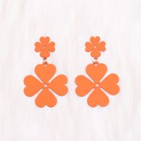 1 Pair Cute Simple Style Four Leaf Clover Spray Paint Alloy Drop Earrings sku image 5