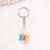 Simple Style Rabbit Stainless Steel Arylic Printing Easter Keychain sku image 4