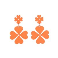 1 Pair Cute Simple Style Four Leaf Clover Spray Paint Alloy Drop Earrings main image 5