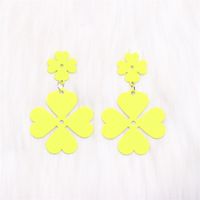1 Pair Cute Simple Style Four Leaf Clover Spray Paint Alloy Drop Earrings sku image 6