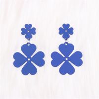 1 Pair Cute Simple Style Four Leaf Clover Spray Paint Alloy Drop Earrings sku image 2