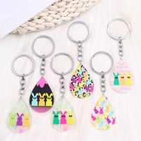 Simple Style Rabbit Stainless Steel Arylic Printing Easter Keychain main image 1