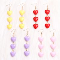 1 Pair Sweet Simple Style Heart Shape Spray Paint Arylic Drop Earrings main image 4