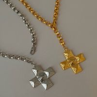 Titan Stahl 18 Karat Vergoldet Retro Kreuzen Überzug Halskette Mit Anhänger main image 5