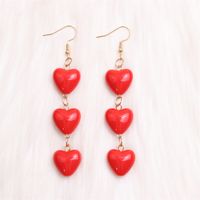 1 Pair Sweet Simple Style Heart Shape Spray Paint Arylic Drop Earrings sku image 1