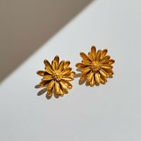 1 Pair Ig Style Sweet Simple Style Flower Plating Titanium Steel 18k Gold Plated Ear Studs main image 5